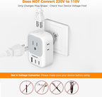 TESSAN Australia New Zealand Plug Adapter (No Voltage Conversion), Type I Power Adaptor with 4 Electrical Outlets 3 USB Charger (2 USB C) for US to Australian AU Argentina Fiji China Cook Islands