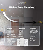 NUWATT 4 Inch Ultra Thin LED Recessed Lighting, 5CCT 2700K/3000K/3500K/4000K/5000K Selectable, 630LM, 9W, IC Rated, Dimmable Canless LED Wafer Light, White Trim, Metal Junction Box, ETL, 6 Pack