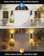 SHIMR Modern Outdoor Wall Lights Dusk to Dawn, Up and Down Light with LED Bulbs Include, Cylinder Matte Black Outdoor Sconce Lights Exterior Lighting Fixtures for House Porch Garage [ETL Listed]