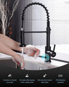 APPASO Black Touchless Kitchen Faucet with Soap Dispenser, Motion Sensor Activated Hands-Free Automatic Faucet for Sink with Pull Down Sprayer, Single Handle Smart Faucets for Kitchen Sink