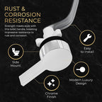 RAVINE Premium Modern Luxury Universal Toilet Handle Replacement, Majestic Collection. Toilet Lever Replacement, Easy Install (Chrome, Side Mount)