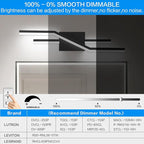 SOLFART Bathroom Light Fixtures Matte Black Dimmable LED Bathroom Vanity Lights Over Mirror 24 Inch Modern Wall Lights