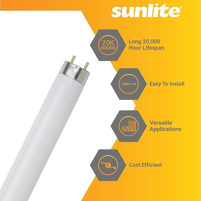 Sunlite F28T8/SP850 4 Foot T8 Linear Fluorescent Lamp, 28 Watts, 2400 Lumens, 5000K Daylight, Medium G13 Bi-Pin Base, High Performance Straight Tube, 30 Pack