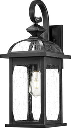 zeyu 22 Inch Outdoor Wall Light Sconce, Large Exterior Wall Light Fixture for House Porch, Die-Cast Aluminum with Seeded Glass, Black Finish, ZD100B-M BK