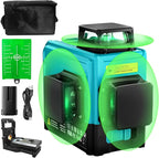 Laser Level 360 Self Leveling, 165Ft Line Leveling Tools, 3x360 Rechargeable Laser Level for Picture Hanging/Construction Tools/Project/Renovation/Floor/Tile, Durable Leveler Tool