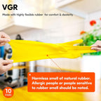 Vgo... 10-Pairs Reusable Household Gloves, Rubber Dishwashing gloves, Extra Thickness, Long Sleeves, Kitchen Cleaning, Working, Painting, Gardening, Pet Care (Size XL, Yellow, HH4601)