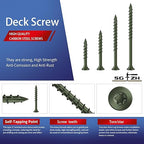 #14 x 8 Inch Deck Screws (38Pcs) 2lb. Exterior Wood Screws. Carbon Steel, Green, Flat Head, Rust Resistant epoxy Coated, with T30 Star Bit