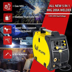 Weldpro 200 Amp MIG210LCD Dual Voltage 110V/220V 5 in 1 Multi-Process MIG/Fluxcore/Lift TIG/MMA Welder Aluminum Spool Gun Capable with Spot Timer and Auto-Set 3 Year Warranty Welding Machine