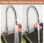 Hibbent Dual-function NSF/ANSI/CAN 61 Certified Faucet Aerator, CUPC Certification Rotate Kitchen Sink Aerator Sprayer Head 360° Swivel Sink Sprayer Attachment-55/64" Female Thread-Brushed Nickel