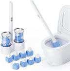 8 Pack Pumice Stone Toilet Bowl Set with 18 in Extra Long Handle,White Holder Case,Pumice Stone for Cleaning, for Cleaning Toilets, Bathtubs, Grills, Swimming Pools, Sinks