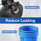 SimPure Whole House Water Filter System, 3-Stage Clear Home Water Filtration with Sediment Carbon and GAC Filters, Reduce Odor, Chlorine, Taste, Iron, Lead, 1" NPT Brass Port, BPA Free (DB20P-3)