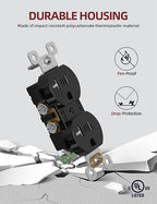 AIDA 20 Amps Outlets Duplex Electrical Receptacle Outlets,Tamper Resistant,Heavy-Duty Receptacle Wall Outlet,Residential,TR,3-Wire, Self-Grounding Clip, NEMA 5-20R,UL Listed (10 Pack, Black