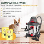 15PCS 5-8 Gallon Wet Dry Vacuum Filter Bags Replacement For Shop Vac Bags, Replace Part Type H #90671 9067100 9067133, Type E #90661 9066100 9066133, VF2004, VHBS VDBS（Yellow）