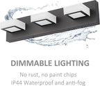 Ralbay 3 Light Dimmable Bathroom Vanity Light LED Modern Matte Black Vanity Wall Light Acrylic Stainless Steel Bathroom Vanity Lighting Fixtures