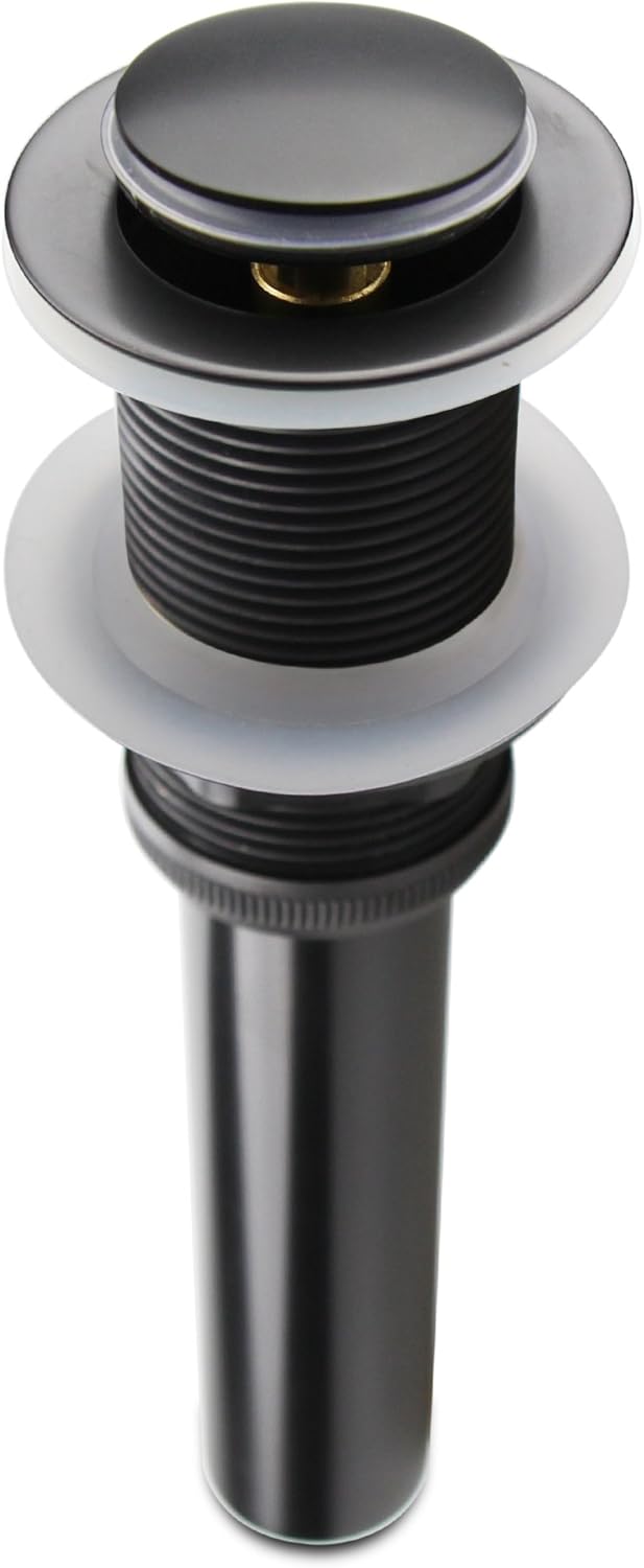 Pop Up Drain Stopper without Overflow, Bathroom Lavatory Vanity Vessel Sink Drain, Black