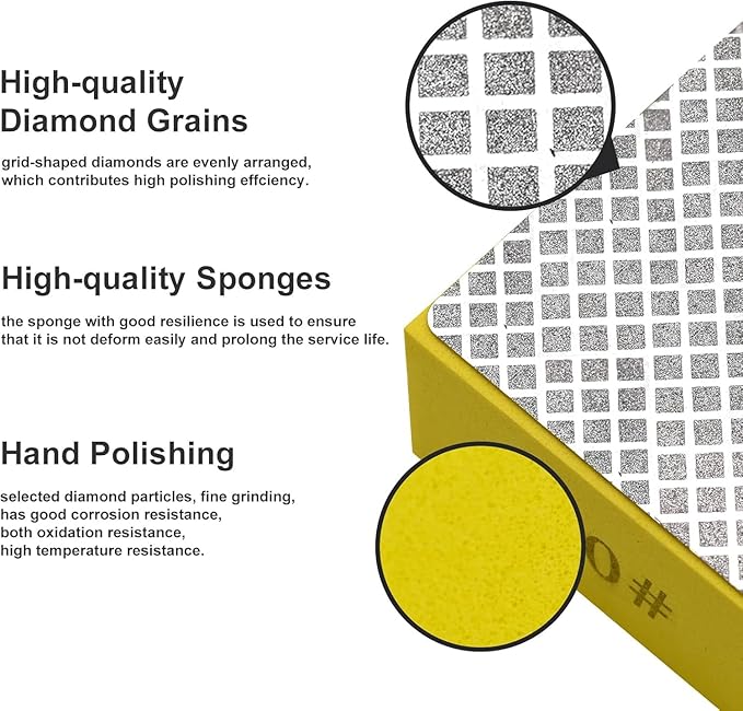 4pcs Diamond Hand Polishing Pads for Ceramic Tile Glass Grinding,Sanding Blocks Polishing 200#
