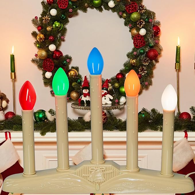 25 Pack Multicolor C7 Christmas Lights Replacement Bulbs Vintage Ceramic Multi-Colored Light Bulbs for Christmas Tree & Indoor Outdoor Xmas Lights C7 Replacement Bulbs, E12 Base, 5W