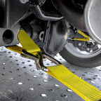 VULCAN Complete Axle Strap Tie Down Kit with Wire Hook Ratchet Straps - Classic Yellow - Includes (4) 22 Inch and (4) 36 Inch Axle Straps, and (4) 15' Wire J Hook Ratchet Straps
