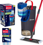 O-Cedar H2prO Flat Mop System with 1 Mop Head Refill | Quick Cleaning Tool | Clean with Clean Water | Machine Washable Reusable Microfiber Mop Pad | Safe on Wood Floors, Vinyl, Tile, Baseboards, Walls