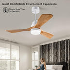 42 Inch Ceiling Fan with Light Remote Control, Wood Ceiling Fans with 3 Blade and Down Rod, 6 Speed DC Motor, Indoor Outdoor Ceiling Fan for Patio, Bedroom,Living Room, Office