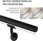 Meranti Aluminum Handrail for Indoor or Outdoor Steps and Stairs – Hand Rails for Elderly – DIY Complete Stair Railing Kit (AHR, Glossy White, 5' Length)