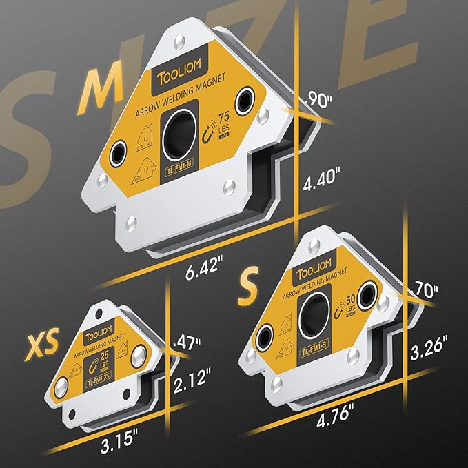 TOOLIOM Arrow Welding Magnets 6Pcs 25LB & 50 LB & 75 LB Strong Hold Magnetic Welding Holder Welder Magnet Set Welding Accessories