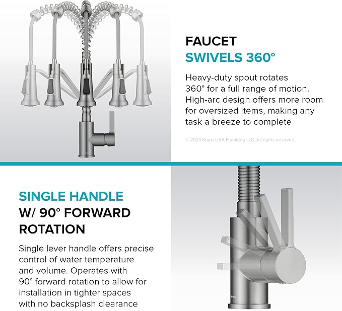 KRAUS Britt Commercial Style 2-Function Single Handle Pull Down Kitchen Faucet in Spot-Free Brushed Brass, KPF-1693BB