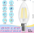 Candelabra Light Bulbs 5000K Daylight, 6W Equivalent to 60 watt, E12 LED Bulb Non-Dimmable, LED Chandelier Bulbs, B10 Candle Bulb, 90+CRI, 600LM, Cear Glass, 6 Pack