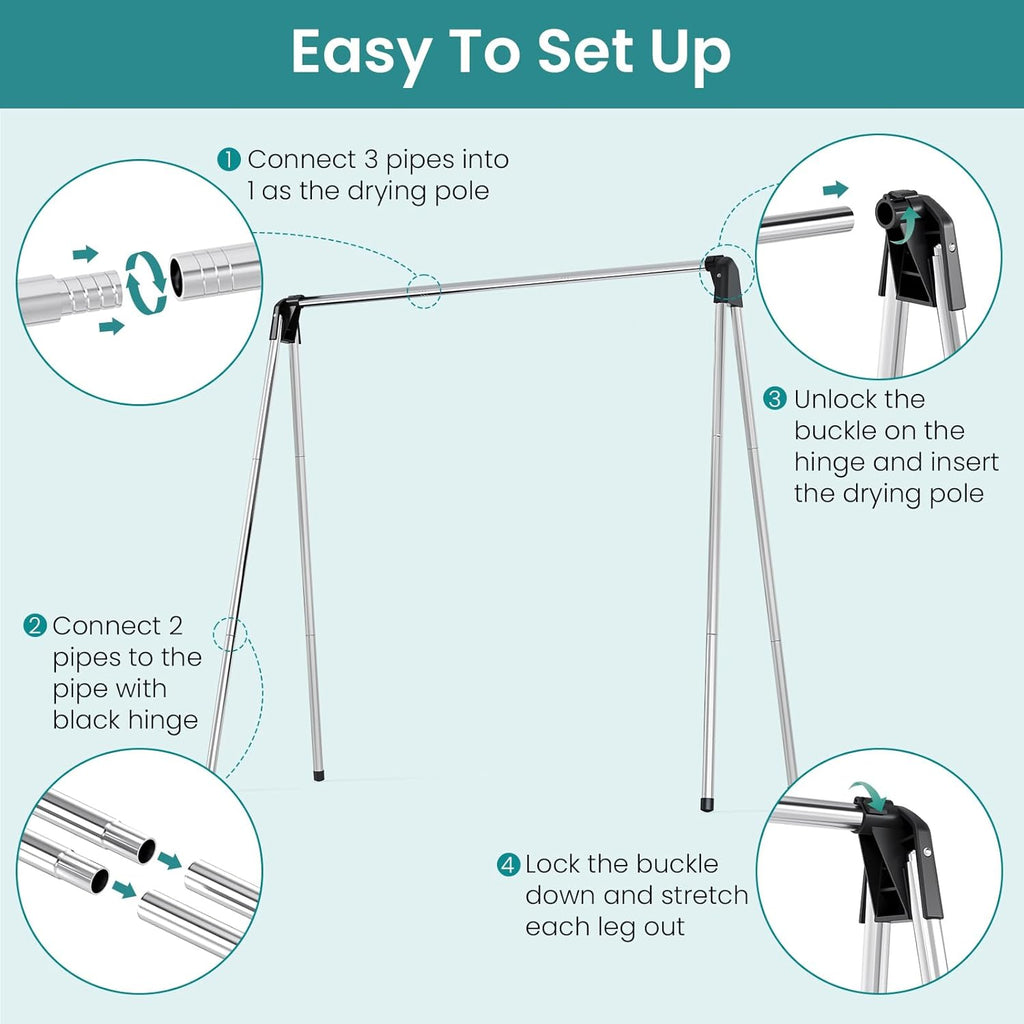 APEXCHASER Foldable Clothes Drying Rack, 55'' Collapsible Laundry Clothes Airer Width Heavy Duty Hanger for Sweaters Baby Clothes Towels Portable Indoor Outdoor for Home Travel