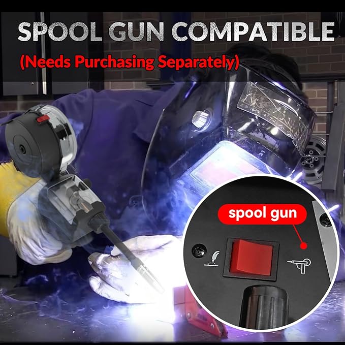 GZ GUOZHI MIG Welder 210A with Pulse, 8 in 1 Gas MIG/MAG/Gasless Flux Core MIG/Lift TIG/Stick/Spot Welding/Spool Gun, Aluminum Welding Machine 110V/220V Dual Voltage Multi-Process Welder LED Display