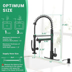 Fapully Commercial Pull Down Kitchen Sink Faucet with Sprayer Matte Black Single Handle Faucets for Kitchen Sink, Kitchen Faucet with Soap Dispenser and Deck Plack for 4 Hole