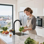 Hibbent Curved Pull Down Kitchen Faucet Head Replacement, 3-Function Kitchen Sink Spray Nozzle with 14 Adapters, Anti-Splash, Compatible with Kohler Bent Faucets, Oil-Rubbed Bronze