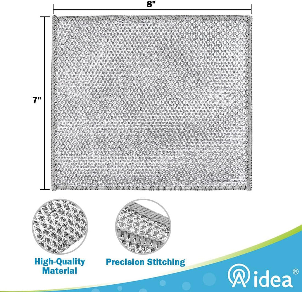 AIDEA Non Scratch Wire Dishcloth 24PK, Wire Dishwashing Rag for Wet and Dry, Washable Dish Rags No Odor, Cleaning Pads Steel Scrubber for Cookware, Sinks, Dishes, Stove Tops, 7"×8"