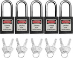 SAFBY Lockout Tagout Locks, Safety Padlock, Keyed Differently Loto Safety Padlocks for Lock Out Tag Out Kits Station (Black 11-20)