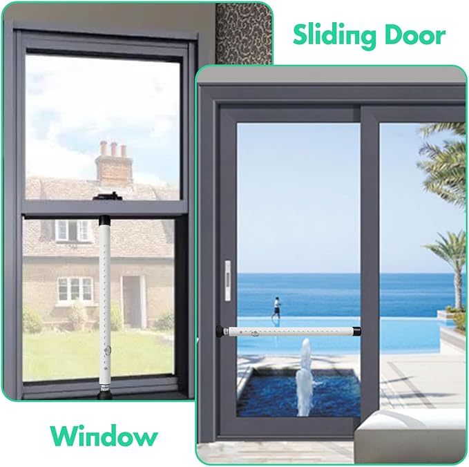 2pcs Sliding Door Security Bar, Adjustable Window Security Locks with Rubber Tips 17-50inch, Patio Door Security Lock Black for Home Apartment, White