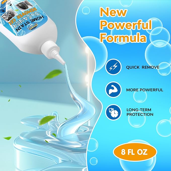 Mold Stain Remover Gel, Washing Machine Gasket Cleaner for Front Loader Washer Rubber Seal Home Stain Removal Gel for Grout, Caulk, Refrigerator, Shower, Bathtub, Bathroom Cleaning Solution (8 Fl Oz)