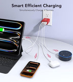 40W USB C Wall Charger, 2-Pack Super Fast Charging Block PD+QC 4 Port Charger Cube for iPhone 17/16,iPad Pro/Mini/Air, iPod Nano, iPod Touch, Switch, Smart Phone, Smartwatches and Tablet(Red)