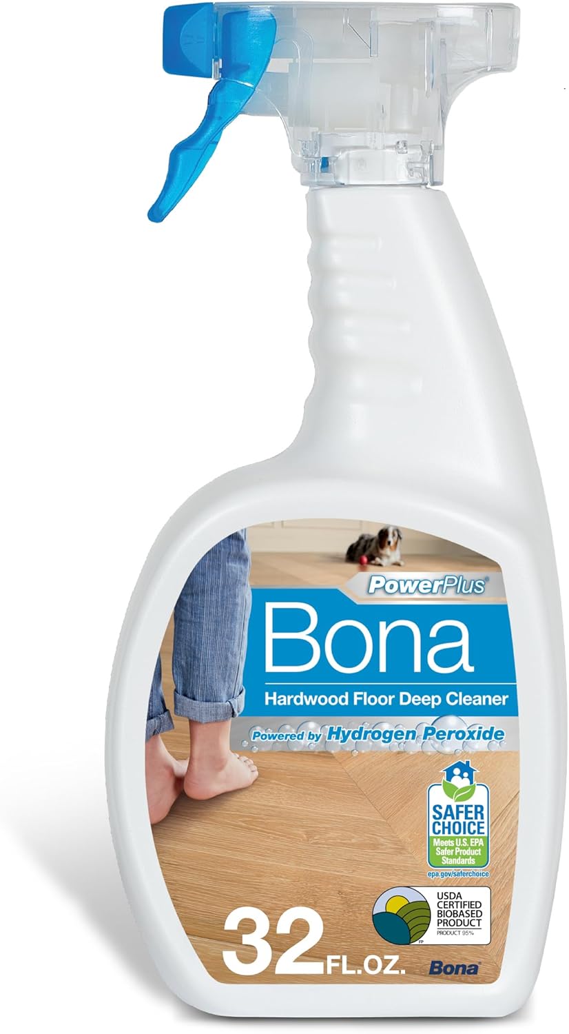 Bona PowerPlus Hardwood Floor Deep Cleaner Spray - 32 fl oz - Refillable - Oxygenated Formula and Residue-Free Floor Cleaning Solution - for Wood Floors