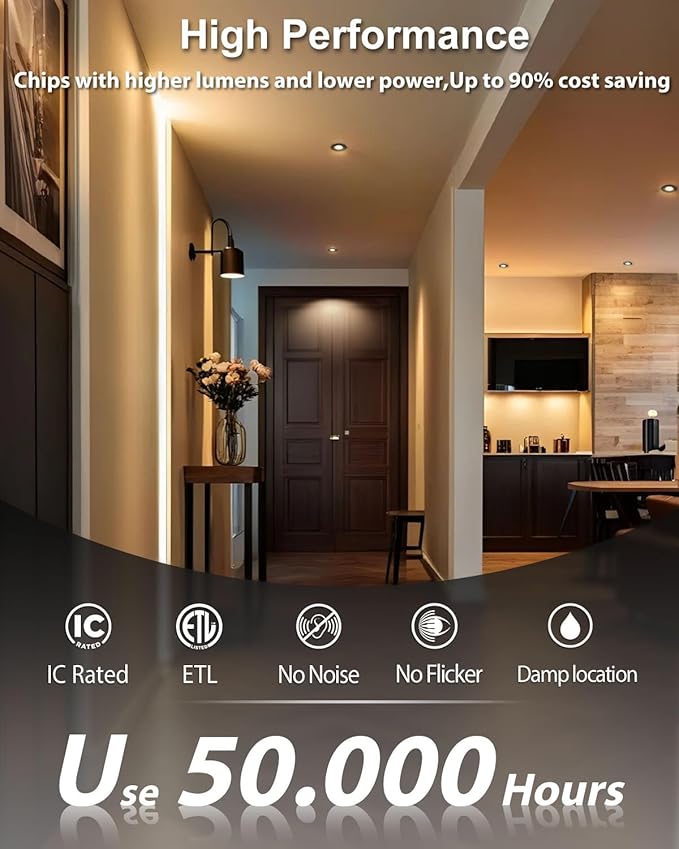 zouzai 12 Pack 3 Inch Black Adjustable Gimbal LED Recessed Light, 360° Rotation & 90° Tilt for Precise Lighting, 5CCT Dimmable Eyeball Light with Junction Box, ETL & Energy Star