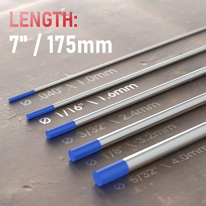 YESWELDER TIG Welding Tungsten Electrode 2% Lanthanated 1/16" x 7" (Blue, WL20/EWLa-2) 10-pk