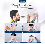 Amico 12 Pack 3 Inch 5CCT Ultra-Thin LED Recessed Ceiling Light with Junction Box, 2700K/3000K/3500K/4000K/5000K Selectable, 7W Eqv 60W, Dimmable Canless Wafer Downlight, 500LM High Brightness -ETL