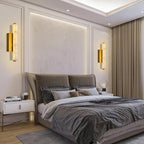 Alabaster Wall Sconces, 15in Brass Alabaster Sconce, Modern Spanish Natural Marble Sconces Lights, Rectangle Gold Sconces for Bathroom Vanity Bedroom Living Room Staircases Hallway