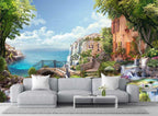 Italian Style Seascape Classical Wallpaper, Suitable for Bedroom and Living Room Background Wall murals(Non-self-Adhesive)