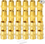 GASHER 12PCS Metals Brass Pipe Fitting, Hex Nipple Brass Hex Coupler, 1/2" x 1/2" NPT Male Thread Pipe, 1/2Inch x 1/2Inch NPT Female Thread Pipe