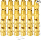 GASHER 24PCS Brass Pipe Fitting, Hex Nipple Brass Hex Coupler, 3/8" x 3/8" NPT Male Thread Pipe, 3/8Inch x 3/8Inch NPT Female Thread Pipe