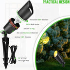 Wowlite 12V Low Voltage Landscape Lighting, Adjustable LED Outdoor Spotlights for House, IP65 Waterproof Matte Black Aluminum Garden Lighting for Trees, Yard, Patio (5W 2700K Warm White Bulb Included)