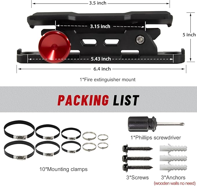 Quick Release Fire Extinguisher Mount - Universal Fit Roll Bar & Wall Mount Bracket, Fire Extinguisher Holder Bracket Adjustable Mounting for UTV ATV Motorcycle Jeep Wrangler Polaris RZR Ranger Can-Am