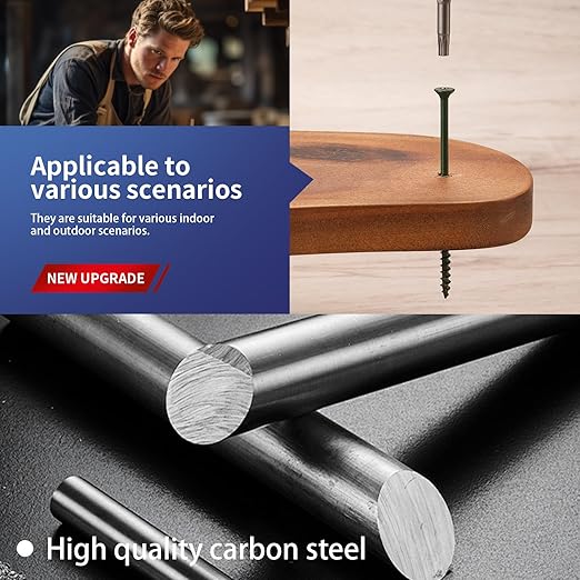 #8 x 2 Inch Deck Screws (765Pcs) 6lb. Exterior Wood Screws. Carbon Steel, Green, Flat Head, Rust Resistant epoxy Coated, with T25 Star Bit