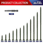 #8 x 1-1/4" Deck Screws (796Pcs) 4lb. Carbon Steel, Green, Flat Head, Rust Resistant epoxy Coated, with T25 Star Bit