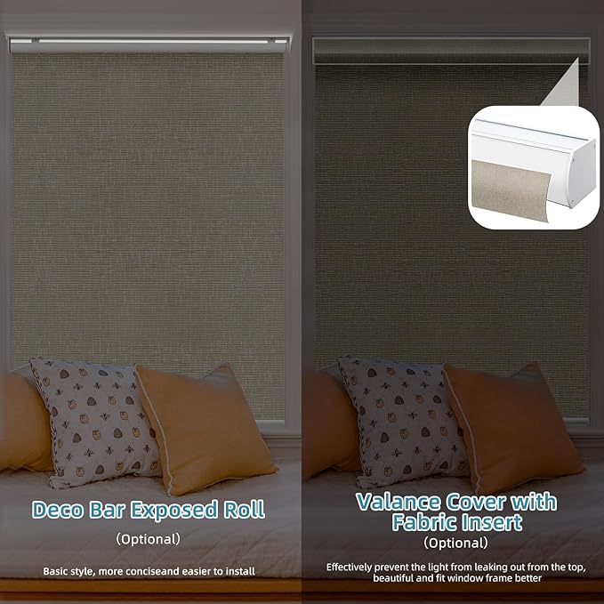 SmartWings Motorized Smart Blinds with Remote, Custom Automatic 100% Blackout Roller Shade Compatible with Alexa/Homekit/Google, Electric Smart Blinds for Indoor Windows, Safari Biscuit